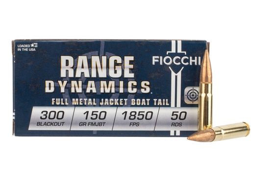 Fiocchi 300 Blackout features a 150 grain full metal jacket boat tail design